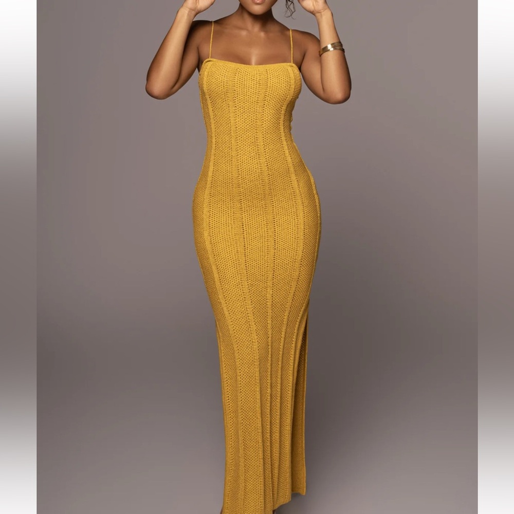 JLUXLABEL Yellow Cabana Views Crochet Dress